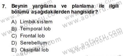 Çocuk Ruh Sağlığı Dersi 2013 - 2014 Yılı (Vize) Ara Sınav Soruları 7. Soru