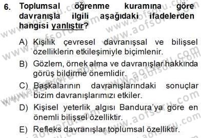 Çocuk Ruh Sağlığı Dersi 2013 - 2014 Yılı (Final) Dönem Sonu Sınav Soruları 6. Soru