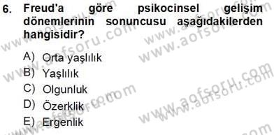 Çocuk Ruh Sağlığı Dersi 2013 - 2014 Yılı Tek Ders Sınav Soruları 6. Soru