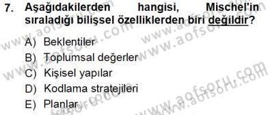 Çocuk Ruh Sağlığı Dersi 2013 - 2014 Yılı Tek Ders Sınav Soruları 7. Soru