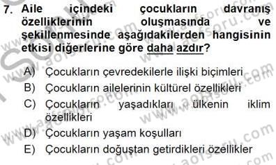 Çocuk Ruh Sağlığı Dersi 2015 - 2016 Yılı (Final) Dönem Sonu Sınav Soruları 7. Soru