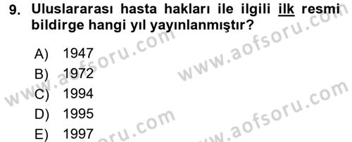 Sağlık Bilimlerinde Ve Yönetiminde Etik Dersi 2018 - 2019 Yılı 3 Ders Sınav Soruları 9. Soru