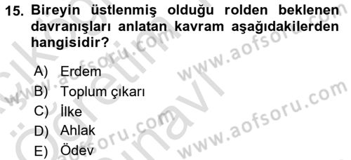 Sağlık Bilimlerinde Ve Yönetiminde Etik Dersi 2020 - 2021 Yılı Yaz Okulu Sınav Soruları 15. Soru