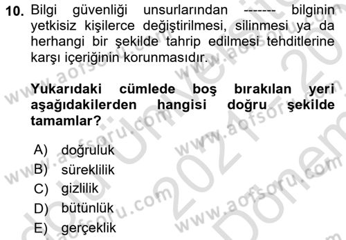 Sağlık Bilimlerinde Ve Yönetiminde Etik Dersi 2021 - 2022 Yılı (Final) Dönem Sonu Sınav Soruları 10. Soru