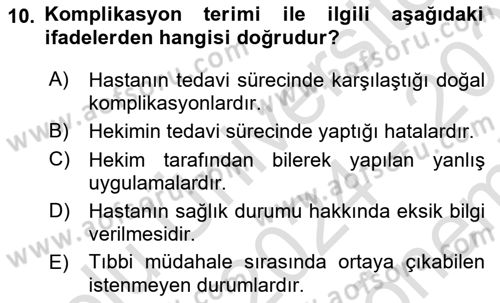 Sağlık Bilimlerinde Ve Yönetiminde Etik Dersi 2024 - 2025 Yılı (Final) Dönem Sonu Sınav Soruları 10. Soru