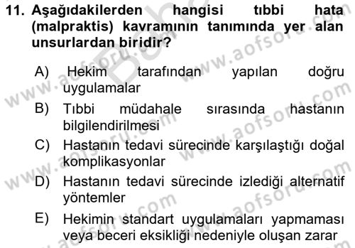 Sağlık Bilimlerinde Ve Yönetiminde Etik Dersi 2024 - 2025 Yılı (Final) Dönem Sonu Sınav Soruları 11. Soru