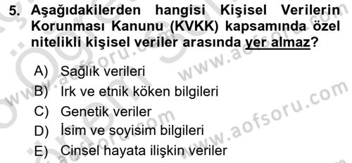 Sağlık Bilimlerinde Ve Yönetiminde Etik Dersi 2024 - 2025 Yılı (Final) Dönem Sonu Sınav Soruları 5. Soru