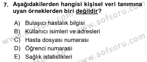 Sağlık Bilimlerinde Ve Yönetiminde Etik Dersi 2024 - 2025 Yılı (Final) Dönem Sonu Sınav Soruları 7. Soru