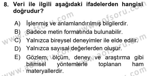 Sağlık Bilimlerinde Ve Yönetiminde Etik Dersi 2024 - 2025 Yılı (Final) Dönem Sonu Sınav Soruları 8. Soru