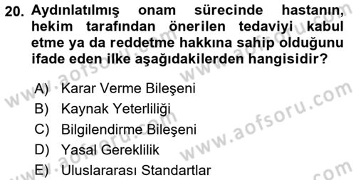 Sağlık Bilimlerinde Ve Yönetiminde Etik Dersi 2025 - 2026 Yılı (Vize) Ara Sınav Soruları 20. Soru