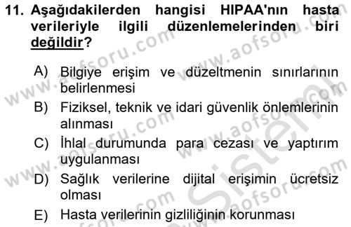 Sağlık Bilimlerinde Ve Yönetiminde Etik Dersi 2025 - 2026 Yılı (Final) Dönem Sonu Sınav Soruları 11. Soru