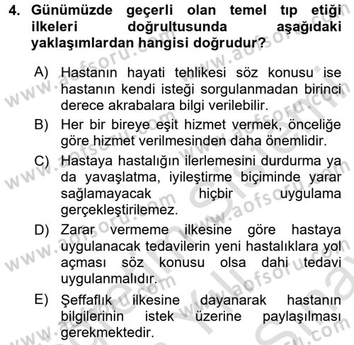 Sağlık Bilimlerinde Ve Yönetiminde Etik Dersi 2025 - 2026 Yılı (Final) Dönem Sonu Sınav Soruları 4. Soru