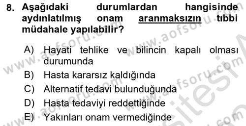 Sağlık Bilimlerinde Ve Yönetiminde Etik Dersi 2025 - 2026 Yılı (Final) Dönem Sonu Sınav Soruları 8. Soru