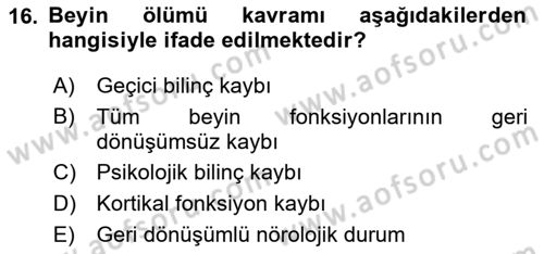 Sağlık Bilimlerinde Ve Yönetiminde Etik Dersi 2025 - 2026 Yılı Yaz Okulu Sınav Soruları 16. Soru