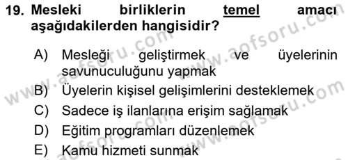 Sağlık Bilimlerinde Ve Yönetiminde Etik Dersi 2025 - 2026 Yılı Yaz Okulu Sınav Soruları 19. Soru