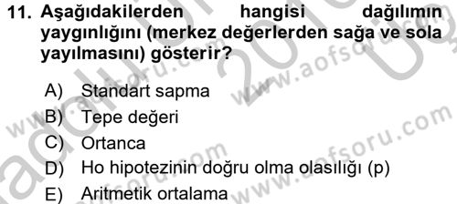 Sağlık Hizmetlerinde Araştırma Ve Değerlendirme Dersi 2016 - 2017 Yılı 3 Ders Sınav Soruları 11. Soru