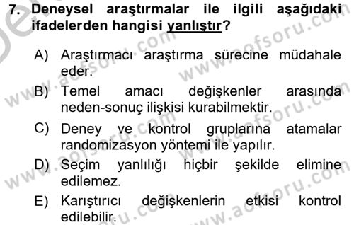 Sağlık Hizmetlerinde Araştırma Ve Değerlendirme Dersi 2016 - 2017 Yılı 3 Ders Sınav Soruları 7. Soru