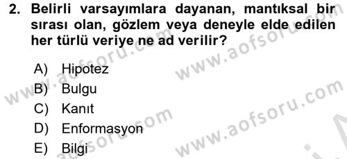 Sağlık Hizmetlerinde Araştırma Ve Değerlendirme Dersi 2016 - 2017 Yılı (Vize) Ara Sınav Soruları 2. Soru