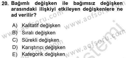 Sağlık Hizmetlerinde Araştırma Ve Değerlendirme Dersi Ara Sınavı Deneme Sınav Soruları 20. Soru