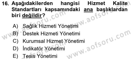 Sağlık Hizmetlerinde Araştırma Ve Değerlendirme Dersi 2016 - 2017 Yılı (Final) Dönem Sonu Sınav Soruları 16. Soru