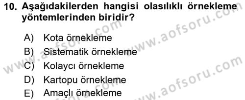 Sağlık Hizmetlerinde Araştırma Ve Değerlendirme Dersi 2017 - 2018 Yılı 3 Ders Sınav Soruları 10. Soru