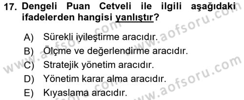 Sağlık Hizmetlerinde Araştırma Ve Değerlendirme Dersi 2017 - 2018 Yılı 3 Ders Sınavı 17. Soru