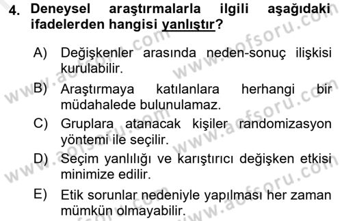 Sağlık Hizmetlerinde Araştırma Ve Değerlendirme Dersi 2017 - 2018 Yılı 3 Ders Sınav Soruları 4. Soru
