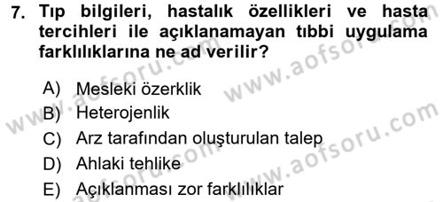 Sağlık Hizmetlerinde Araştırma Ve Değerlendirme Dersi 2017 - 2018 Yılı 3 Ders Sınav Soruları 7. Soru
