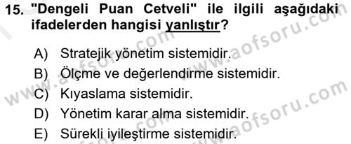 Sağlık Hizmetlerinde Araştırma Ve Değerlendirme Dersi 2017 - 2018 Yılı (Final) Dönem Sonu Sınav Soruları 15. Soru