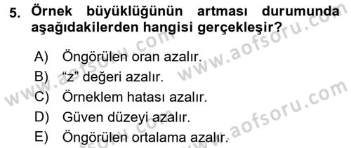 Sağlık Hizmetlerinde Araştırma Ve Değerlendirme Dersi 2017 - 2018 Yılı (Final) Dönem Sonu Sınav Soruları 5. Soru