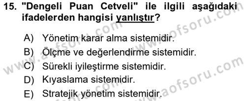 Sağlık Hizmetlerinde Araştırma Ve Değerlendirme Dersi 2018 - 2019 Yılı 3 Ders Sınav Soruları 15. Soru