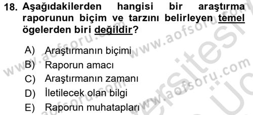 Sağlık Hizmetlerinde Araştırma Ve Değerlendirme Dersi 2018 - 2019 Yılı 3 Ders Sınav Soruları 18. Soru