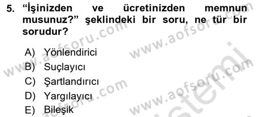 Sağlık Hizmetlerinde Araştırma Ve Değerlendirme Dersi 2018 - 2019 Yılı 3 Ders Sınav Soruları 5. Soru