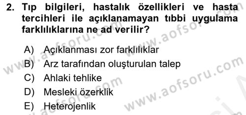 Sağlık Hizmetlerinde Araştırma Ve Değerlendirme Dersi 2018 - 2019 Yılı (Vize) Ara Sınav Soruları 2. Soru