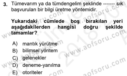 Sağlık Hizmetlerinde Araştırma Ve Değerlendirme Dersi 2018 - 2019 Yılı (Vize) Ara Sınav Soruları 3. Soru