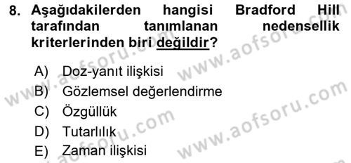 Sağlık Hizmetlerinde Araştırma Ve Değerlendirme Dersi Ara Sınavı Deneme Sınav Soruları 8. Soru