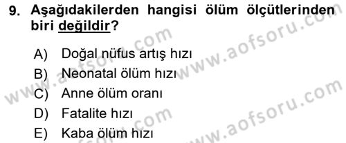 Sağlık Hizmetlerinde Araştırma Ve Değerlendirme Dersi Ara Sınavı Deneme Sınav Soruları 9. Soru