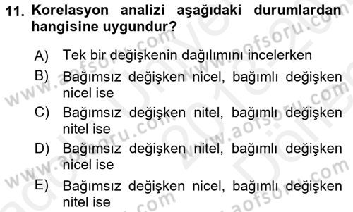 Sağlık Hizmetlerinde Araştırma Ve Değerlendirme Dersi 2018 - 2019 Yılı (Final) Dönem Sonu Sınav Soruları 11. Soru