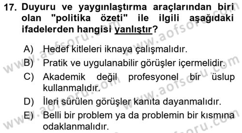 Sağlık Hizmetlerinde Araştırma Ve Değerlendirme Dersi 2018 - 2019 Yılı (Final) Dönem Sonu Sınav Soruları 17. Soru