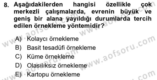 Sağlık Hizmetlerinde Araştırma Ve Değerlendirme Dersi 2018 - 2019 Yılı (Final) Dönem Sonu Sınav Soruları 8. Soru