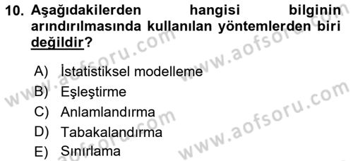 Sağlık Hizmetlerinde Araştırma Ve Değerlendirme Dersi Ara Sınavı Deneme Sınav Soruları 10. Soru