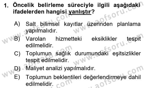 Sağlık Hizmetlerinde Araştırma Ve Değerlendirme Dersi 2019 - 2020 Yılı (Final) Dönem Sonu Sınav Soruları 1. Soru