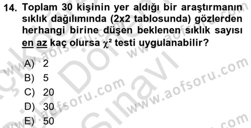Sağlık Hizmetlerinde Araştırma Ve Değerlendirme Dersi 2019 - 2020 Yılı (Final) Dönem Sonu Sınav Soruları 14. Soru