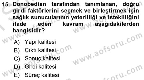 Sağlık Hizmetlerinde Araştırma Ve Değerlendirme Dersi 2019 - 2020 Yılı (Final) Dönem Sonu Sınav Soruları 15. Soru