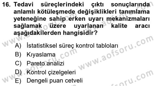 Sağlık Hizmetlerinde Araştırma Ve Değerlendirme Dersi 2019 - 2020 Yılı (Final) Dönem Sonu Sınav Soruları 16. Soru