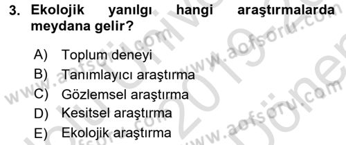 Sağlık Hizmetlerinde Araştırma Ve Değerlendirme Dersi 2019 - 2020 Yılı (Final) Dönem Sonu Sınav Soruları 3. Soru