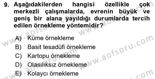 Sağlık Hizmetlerinde Araştırma Ve Değerlendirme Dersi 2019 - 2020 Yılı (Final) Dönem Sonu Sınav Soruları 9. Soru