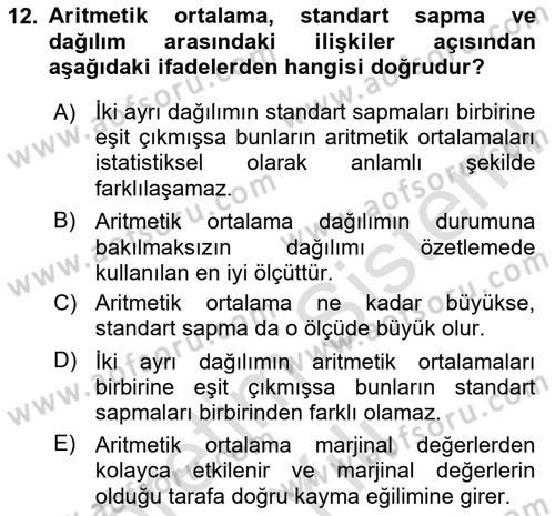 Sağlık Hizmetlerinde Araştırma Ve Değerlendirme Dersi 2020 - 2021 Yılı Yaz Okulu Sınav Soruları 12. Soru