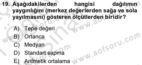 Sağlık Hizmetlerinde Araştırma Ve Değerlendirme Dersi 2020 - 2021 Yılı Yaz Okulu Sınav Soruları 19. Soru
