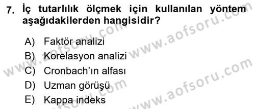 Sağlık Hizmetlerinde Araştırma Ve Değerlendirme Dersi 2020 - 2021 Yılı Yaz Okulu Sınav Soruları 7. Soru